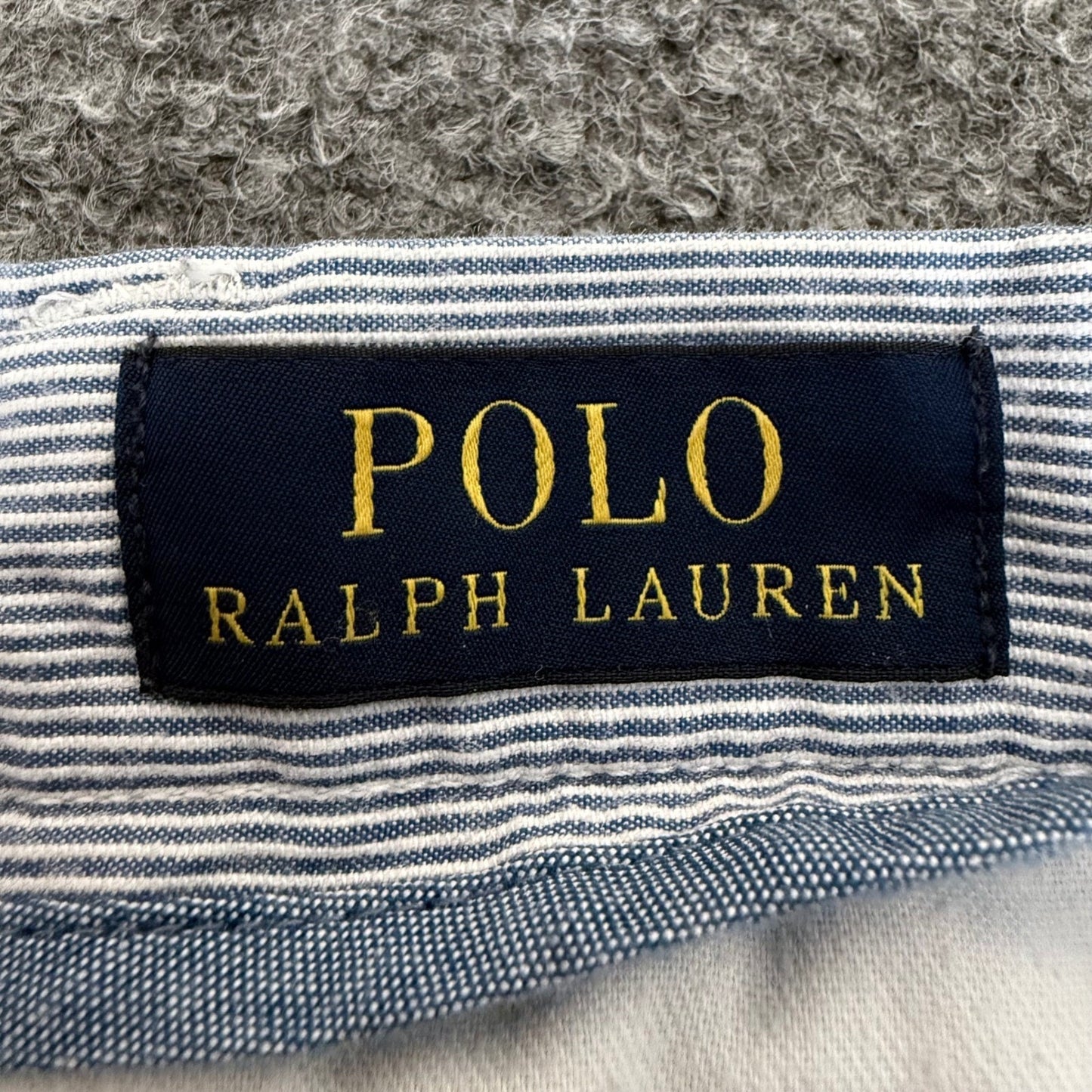 Polo Ralph Lauren Seersucker Shorts Mens 38 Blue Striped AOP Pony Embroidered