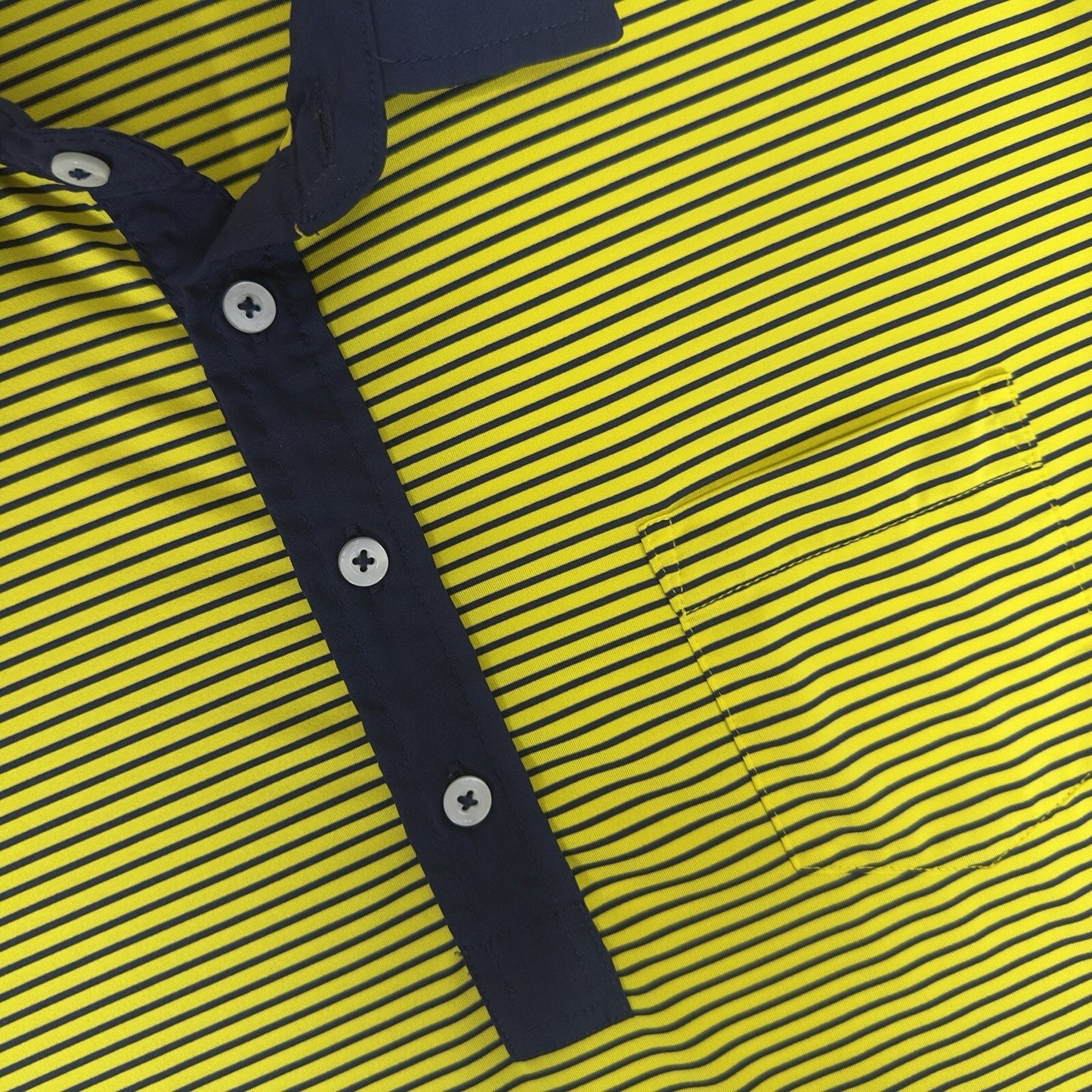 RLX Ralph Lauren Polo Shirt Mens XL Yellow Striped Short Sleeve Stretch Adult