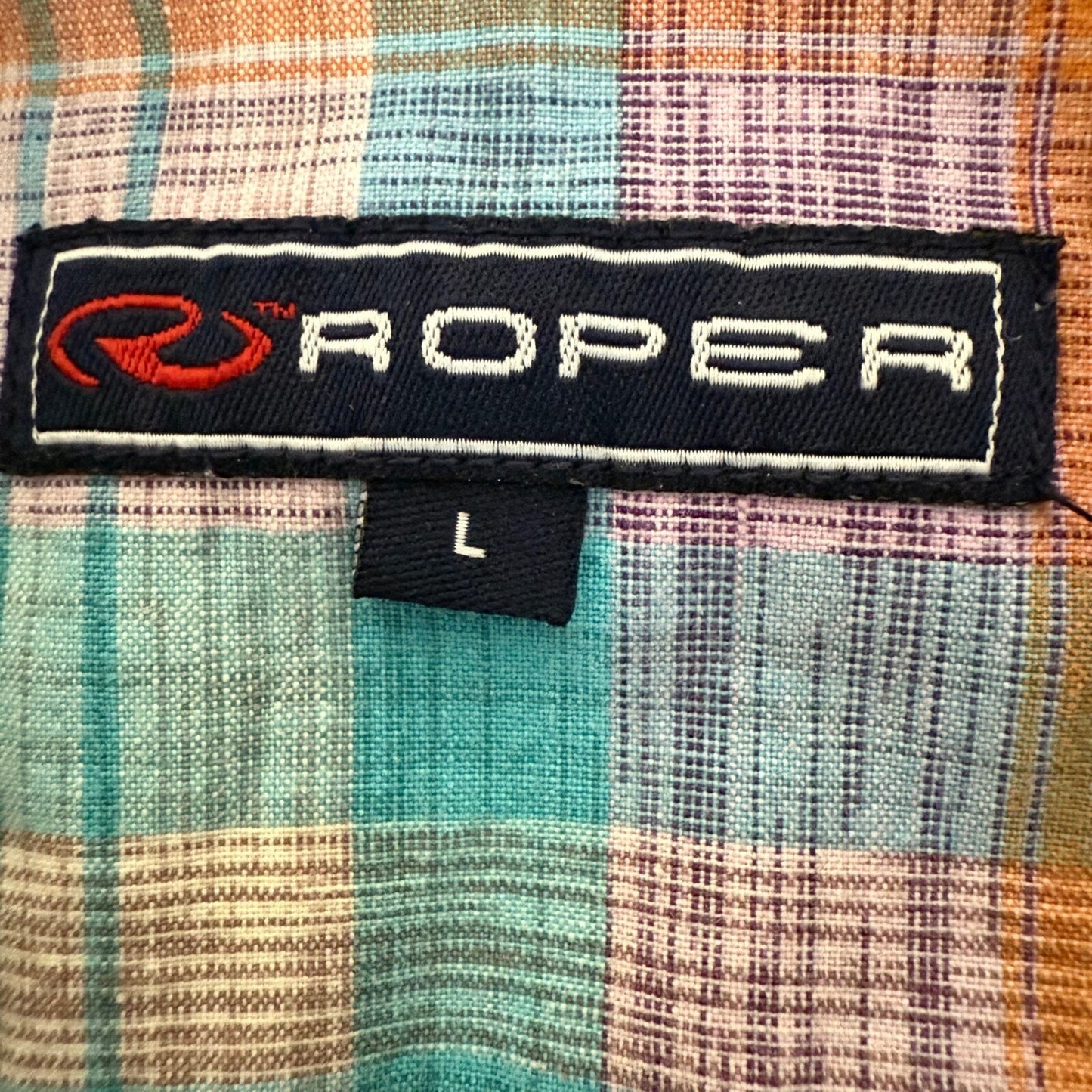 Roper Plaid Western Shirt Short Sleeve Button Up Pastel Summer Cowboy Mens Large