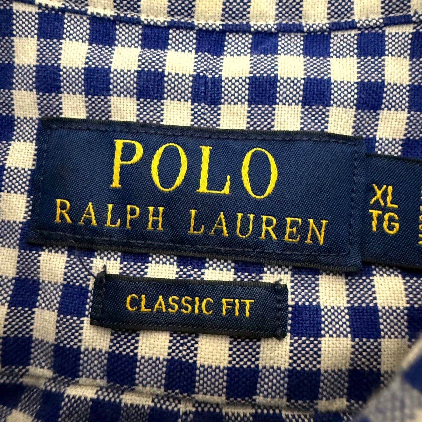 Polo Ralph Lauren Shirt Mens XL Blue Gingham Flesh Pony Short Sleeve Casual