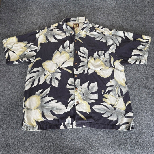 Tommy Bahama Hawaiian Shirt Mens XL Silk Aloha Floral Short Sleeve Casual Resort