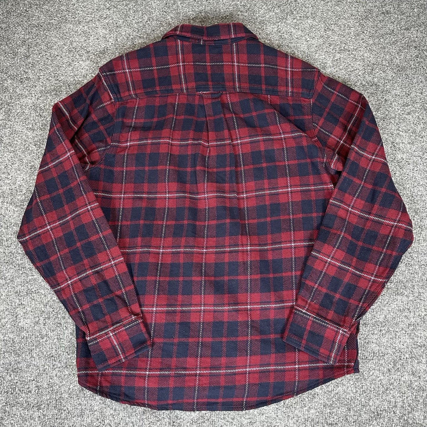 Orvis Shacket Mens M Red Blue Plaid Button Up Heavy Flannel Long Sleeve Adult