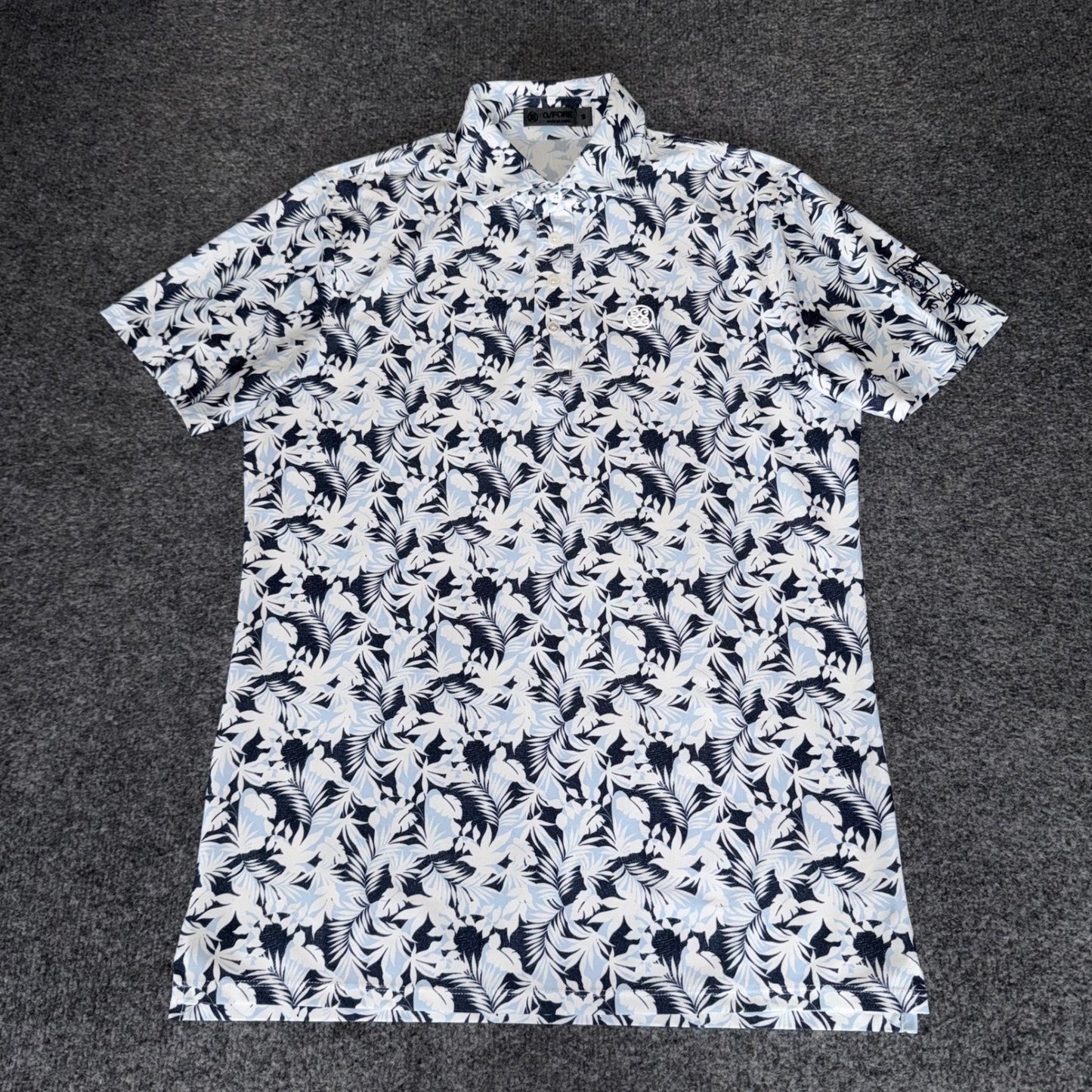 G/FORE Polo Shirt Palm Fronds Tech Pique Mens Small Golf Floral Short Sleeve