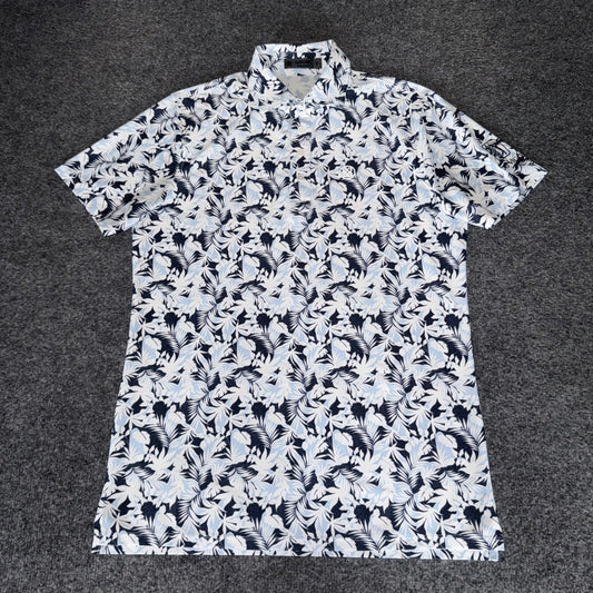 G/FORE Polo Shirt Palm Fronds Tech Pique Mens Small Golf Floral Short Sleeve