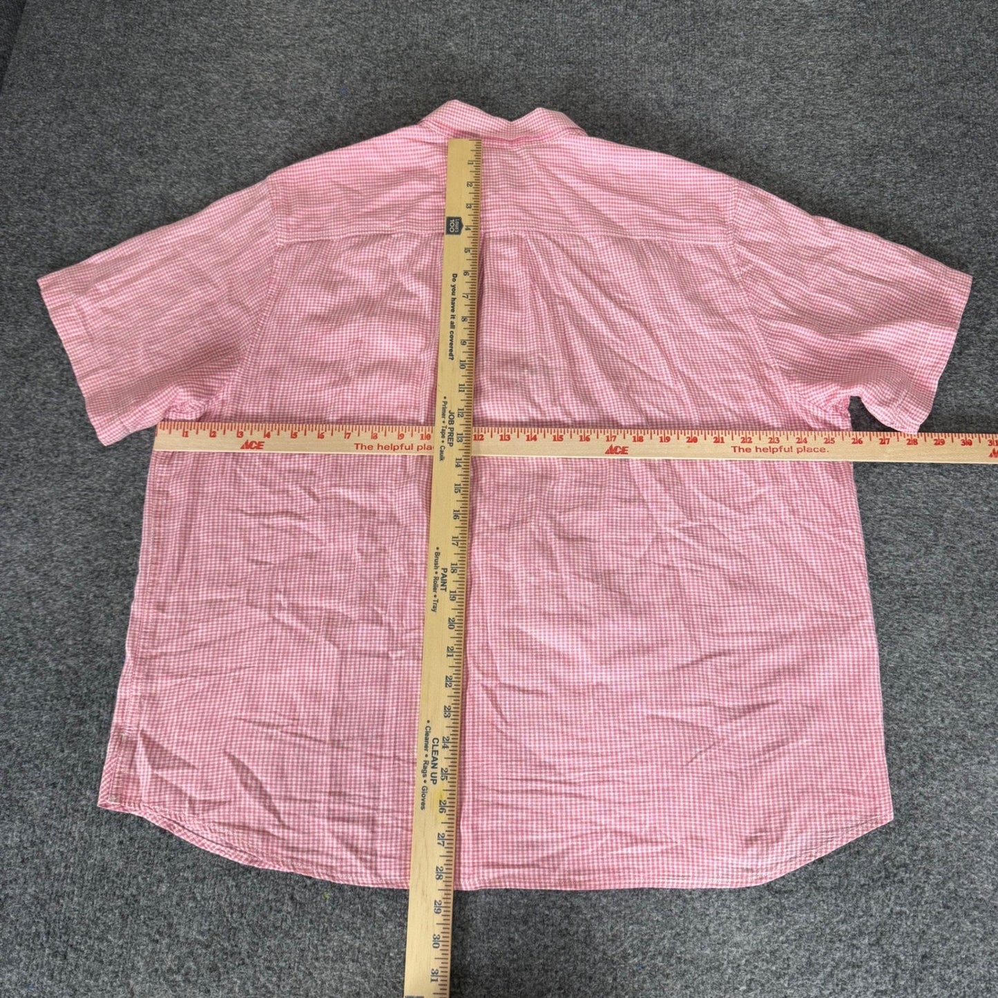 Tommy Bahama Mens XL Pink Gingham Linen Cotton Short Sleeve Button Down Shirt