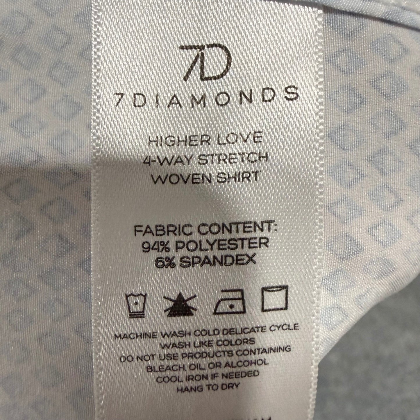 7 Diamonds 4 Way Stretch Mens Small Blue Geometric Short Sleeve Button Up Casual