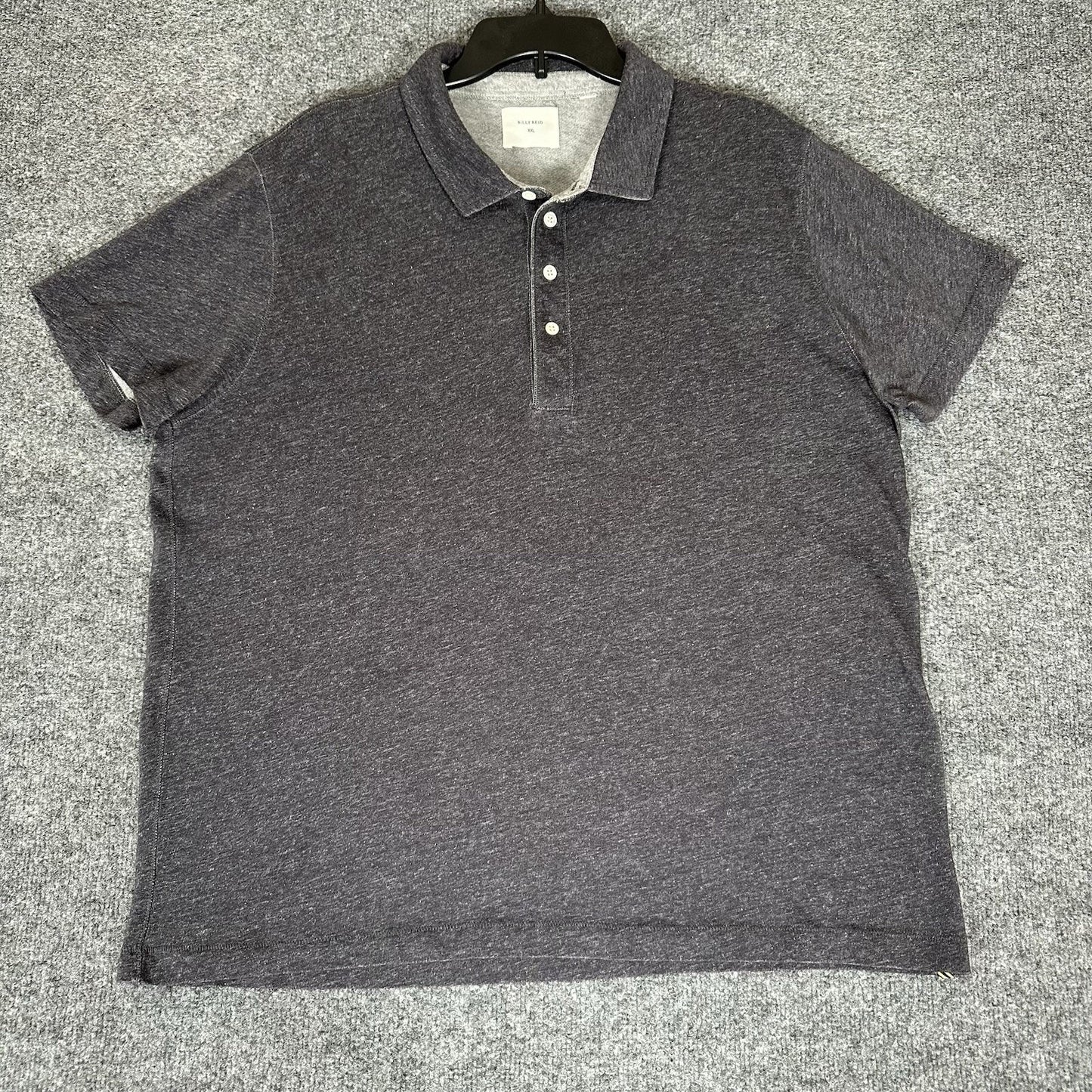Billy Reid Polo Shirt 2XL Dark Grey Solid Short Sleeve Cotton Casual Adult