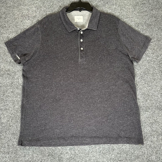 Billy Reid Polo Shirt 2XL Dark Grey Solid Short Sleeve Cotton Casual Adult