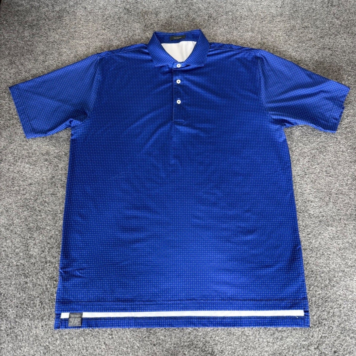 Turtleson Golf Polo Shirt Mens Large Blue Geometric Performance Short Sleeve