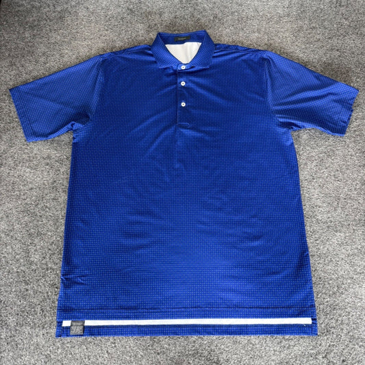 Turtleson Golf Polo Shirt Mens Large Blue Geometric Performance Short Sleeve