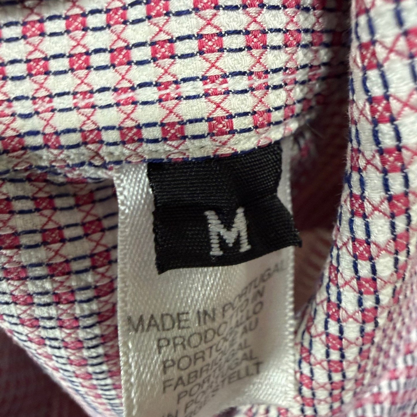 Paul Smith Mens Medium Red Micro Check Button Up Shirt Cotton Casual Classic