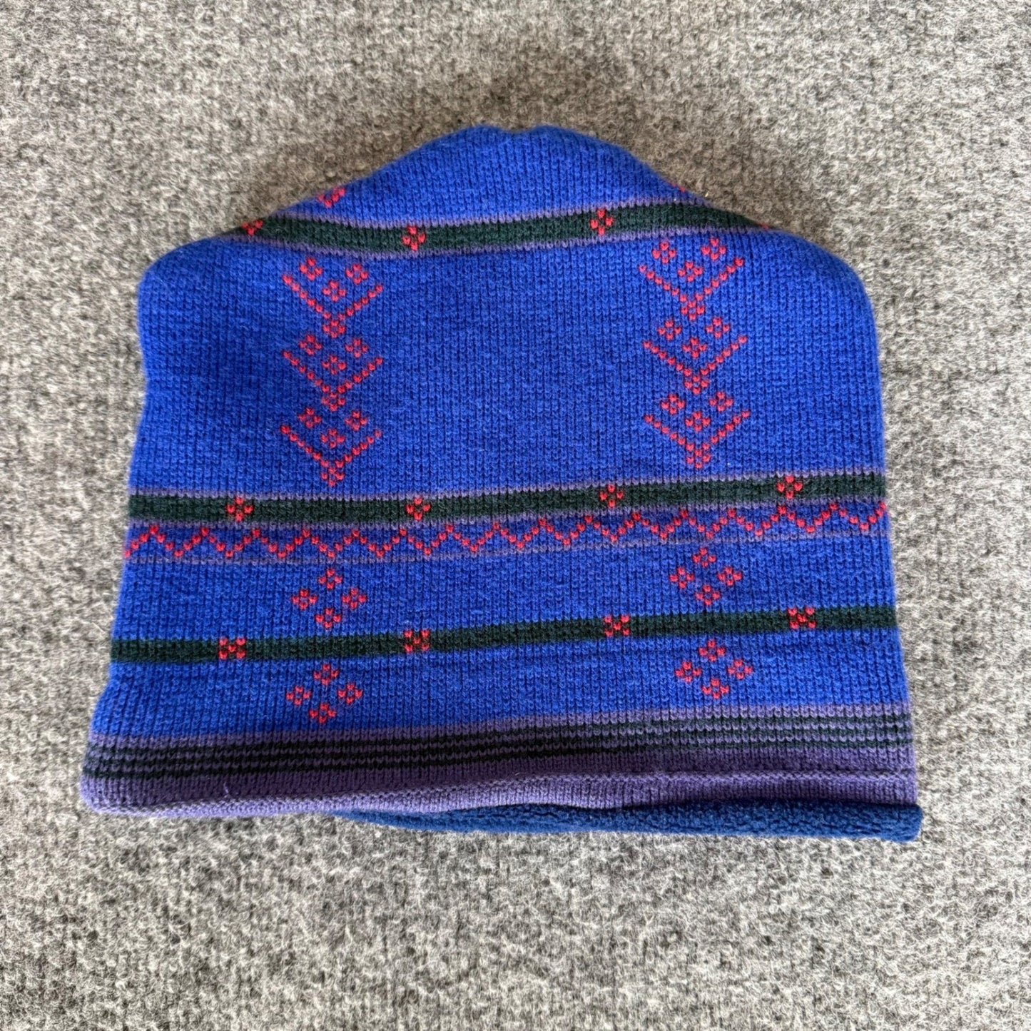 Patagonia '92 Wool Blend Capilene Lined Beanie Hat Blue VTG Outdoor Winter