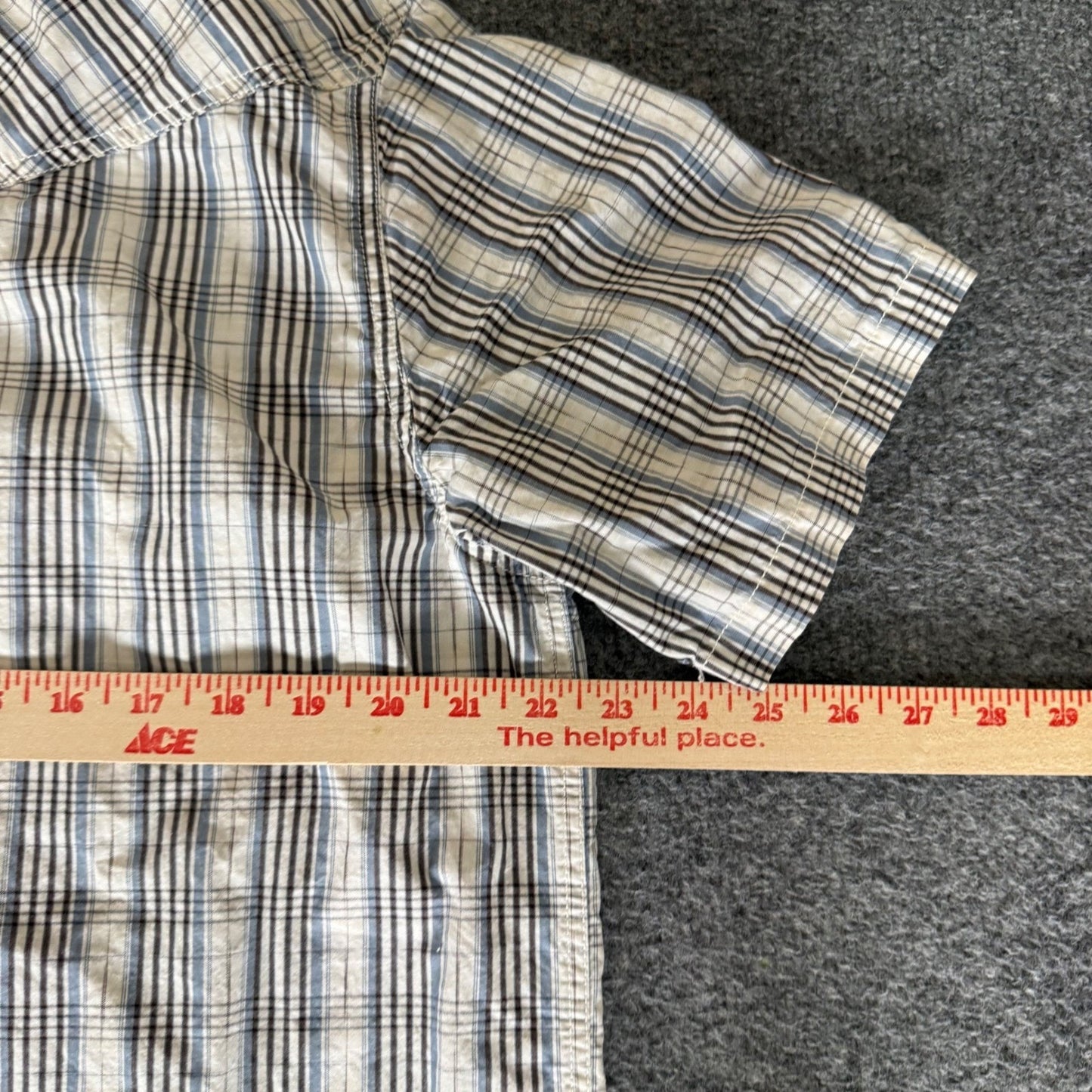 Cody James Mens Blue Plaid Western Snap Cowboy Short Sleeve Shirt Large Sawtooth