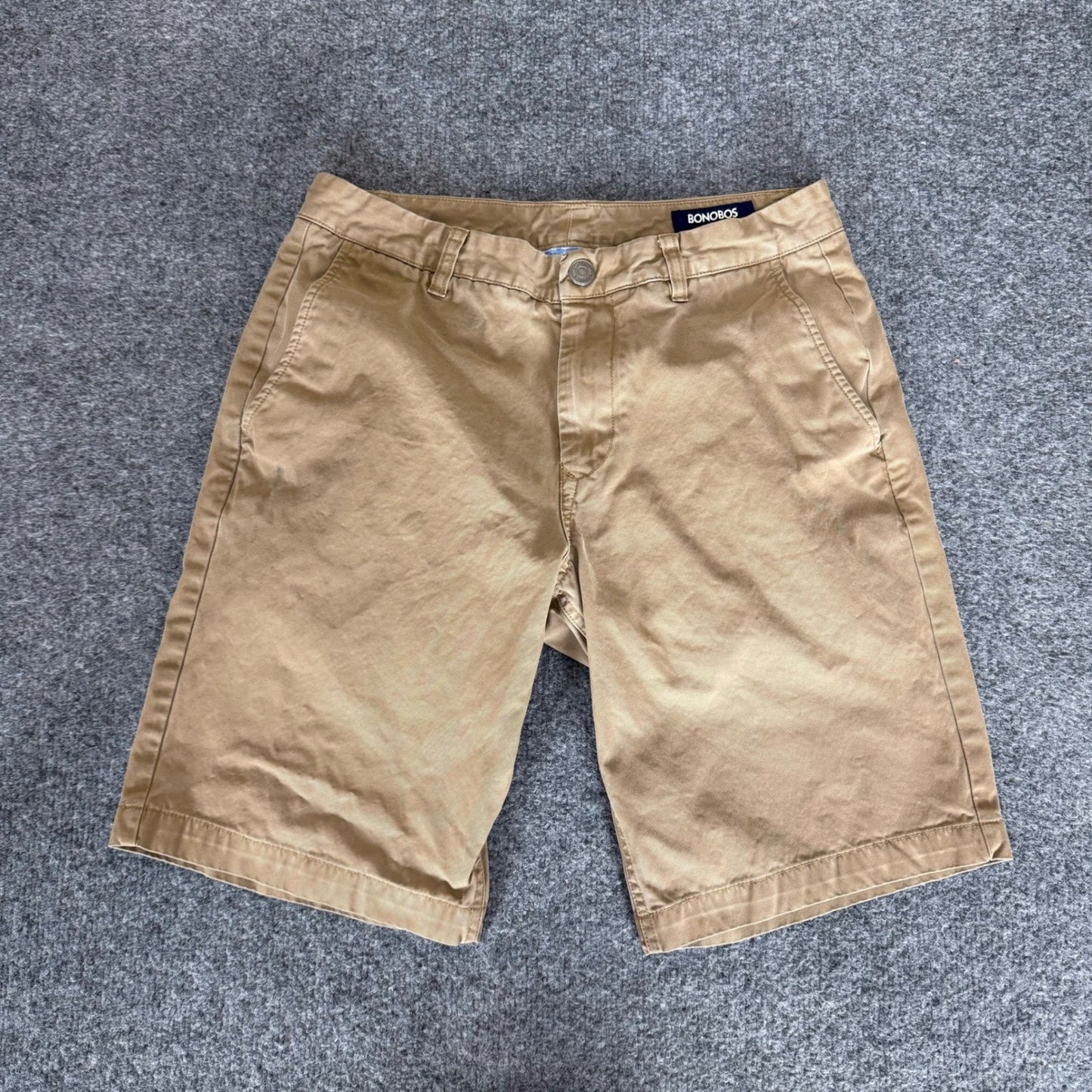 Bonobos Chino Shorts Mens 31 Tan Khaki Cotton Casual Flat Front Summer Classic