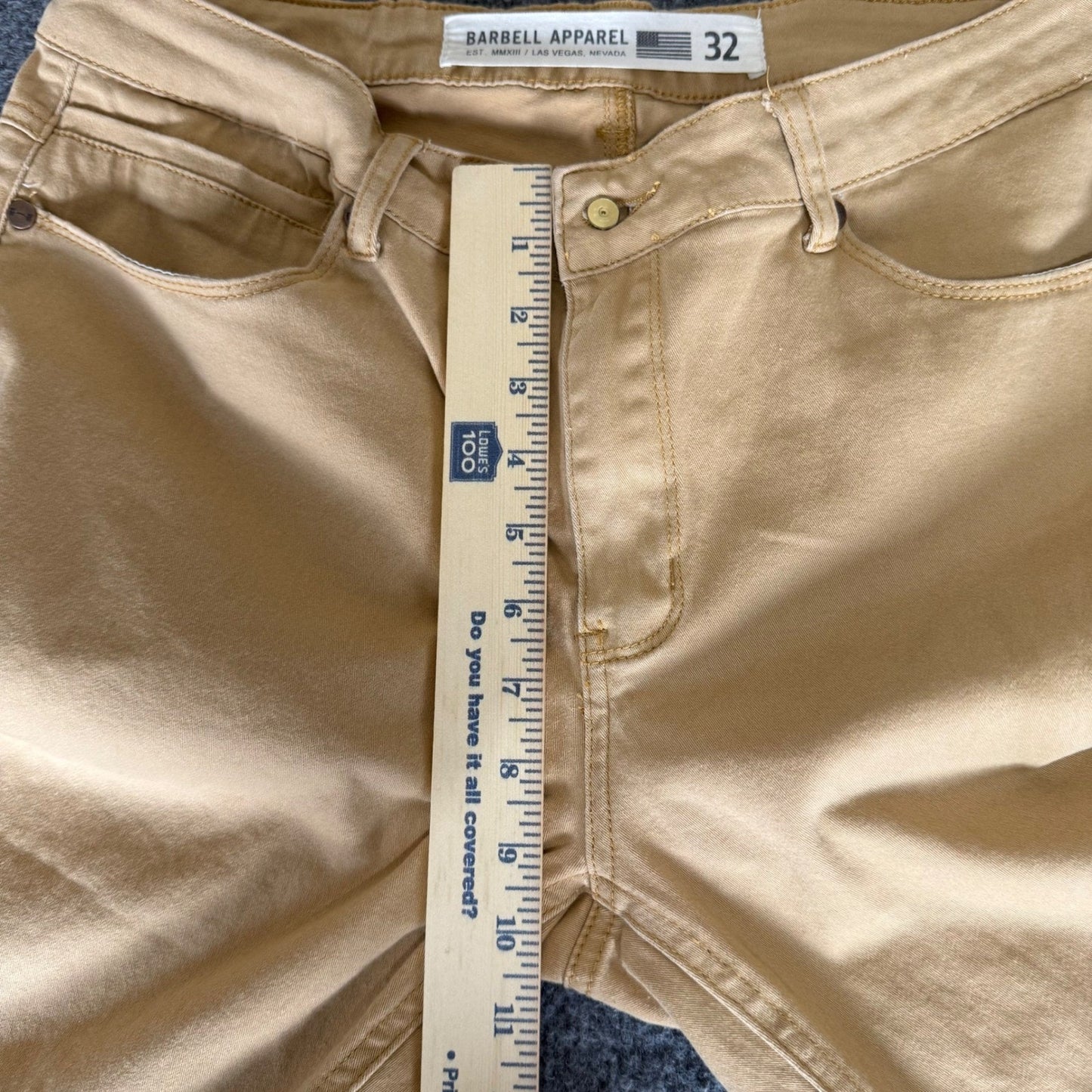 Barbell Apparel Pants Mens 32x32 Beige Chino Straight Leg Casual Stretch Fit