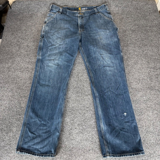 Carhartt Carpenter Jeans Mens 38x32 Blue Denim Relaxed Fit Durable Workwear Pant