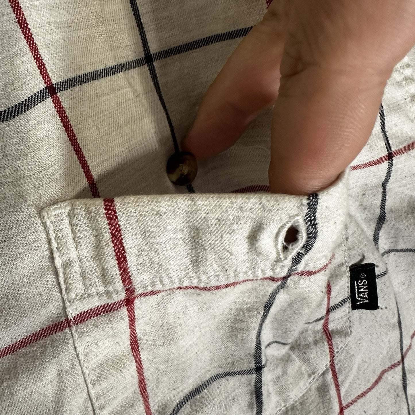 Vans Shirt Mens Large Plaid Long Sleeve Button-Down Skater Pocket Casual Adult