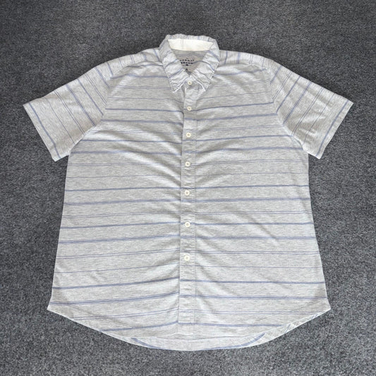The Normal Brand Mens XL Active Puremeso Grey Striped Short Sleeve Button Down