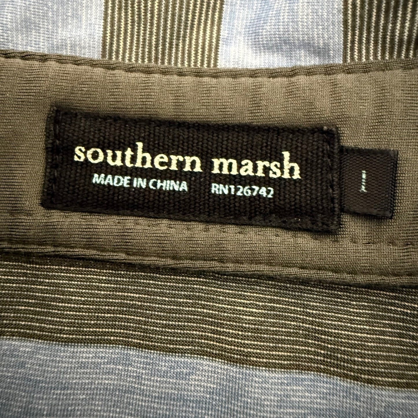 Southern Marsh Polo Shirt Men Large Blue Striped Performance Golf Stretch Casual