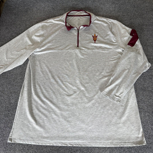 Arizona State Sun Devils Pullover 1/4 Zip Shirt Mens 3XLT Gray ASU Athletic Top