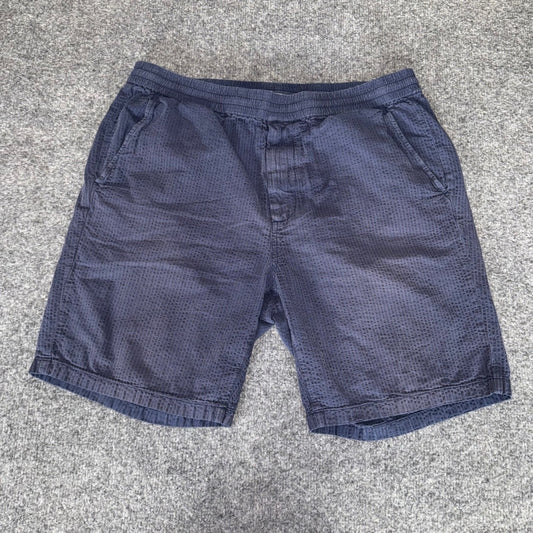 Outerknown Mens Large Navy Blue Seersucker Shorts Sustainable Casual Surf Summer