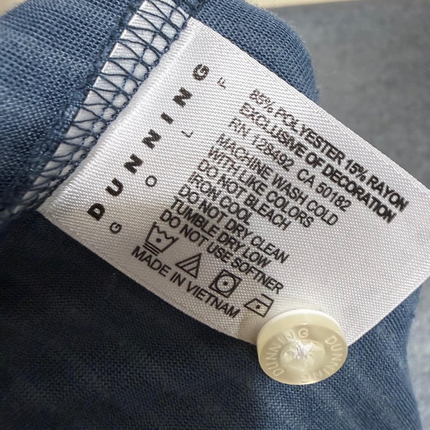 Dunning Golf Polo Shirt Mens Large Blue Striped Performance Short Sleeve Casual