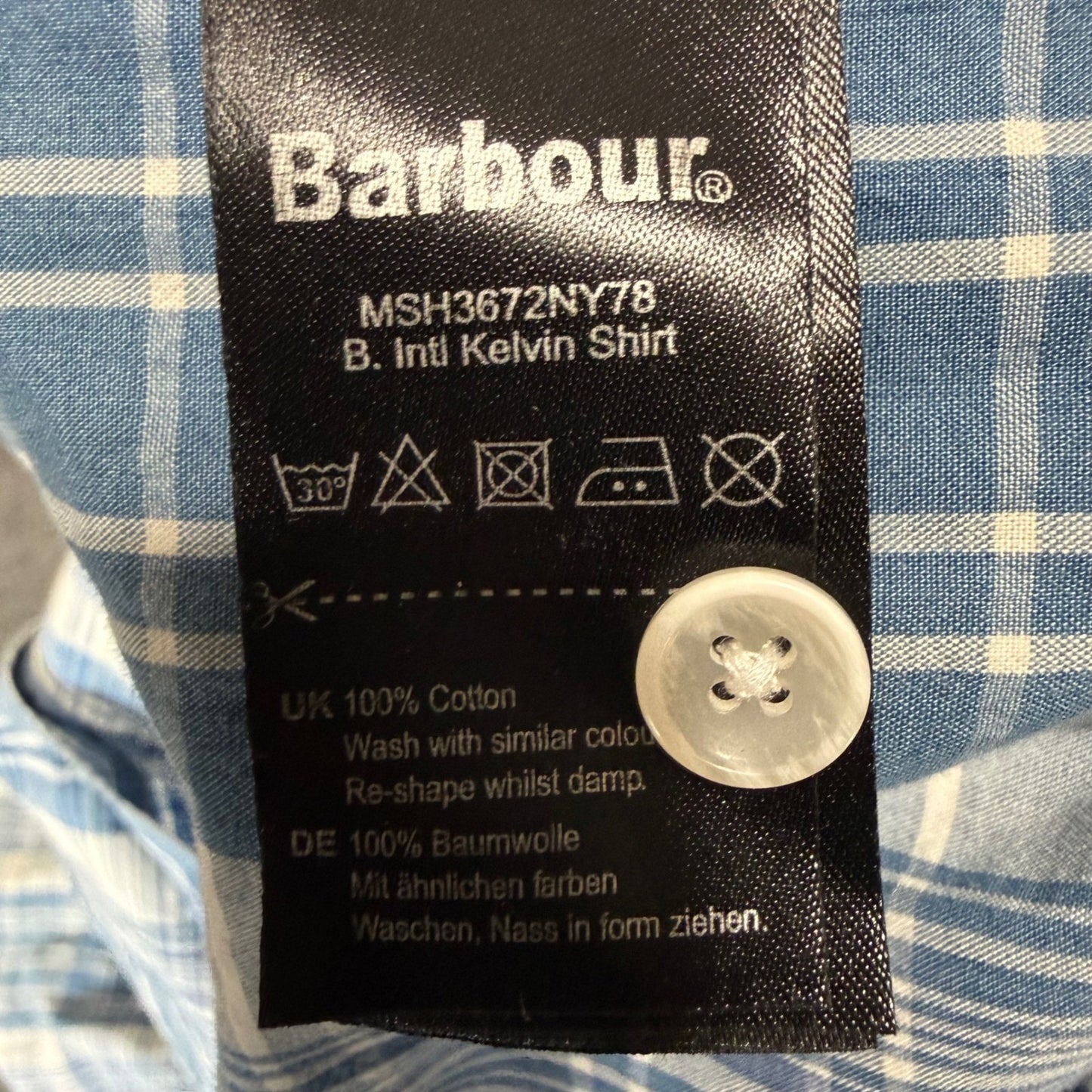 Barbour International Shirt Mens XL Blue Plaid Slim Fit Long Sleeve Button Down