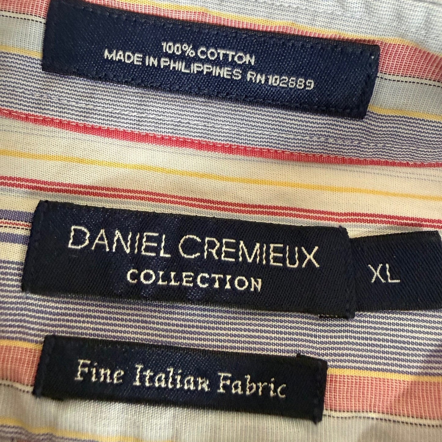 Daniel Cremieux Mens XL Striped Button Down Shirt Long Sleeve Cotton Casual
