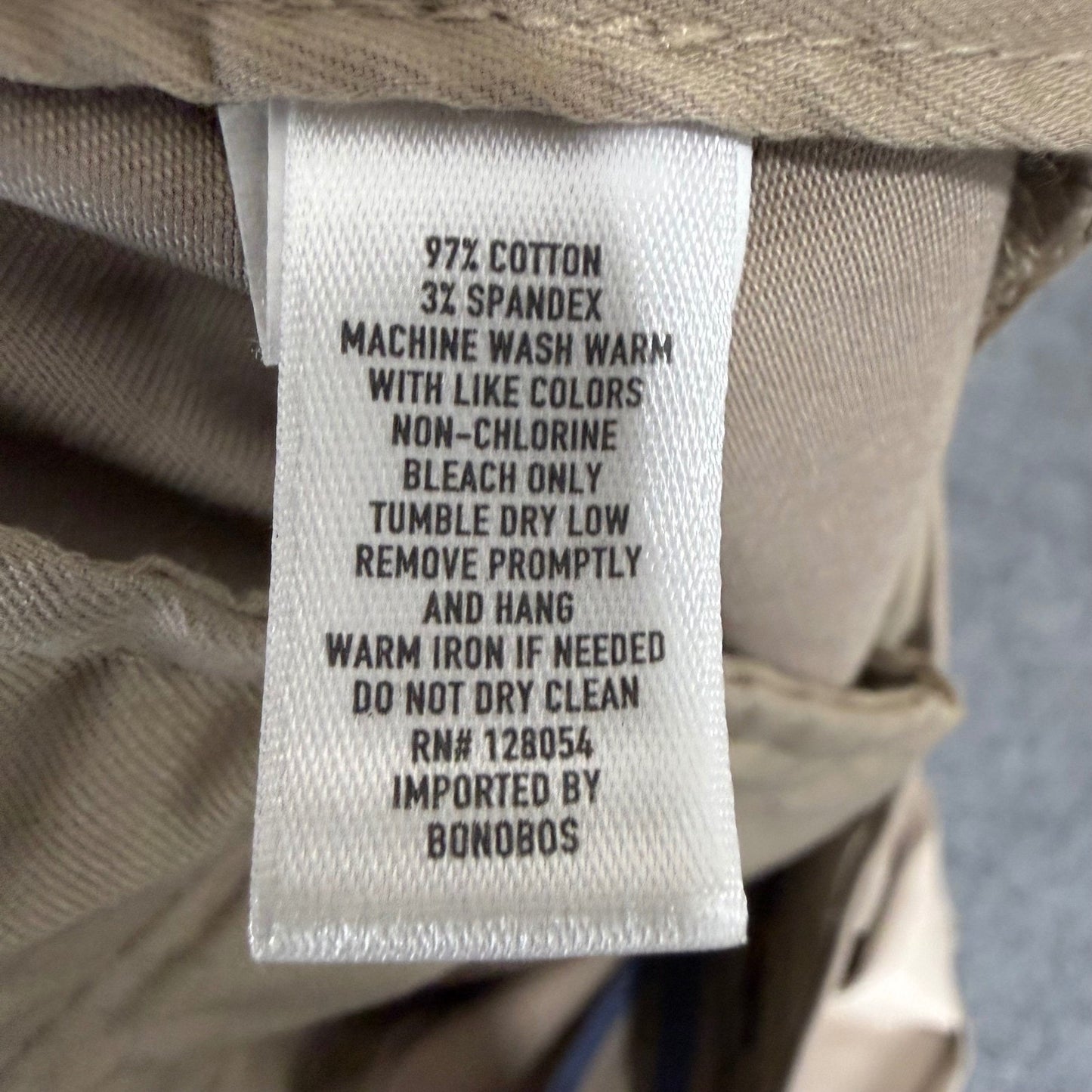 Bonobos Wednesday Pants Mens 34x27 Slim Fit Beige Chino Stretch Casual Office