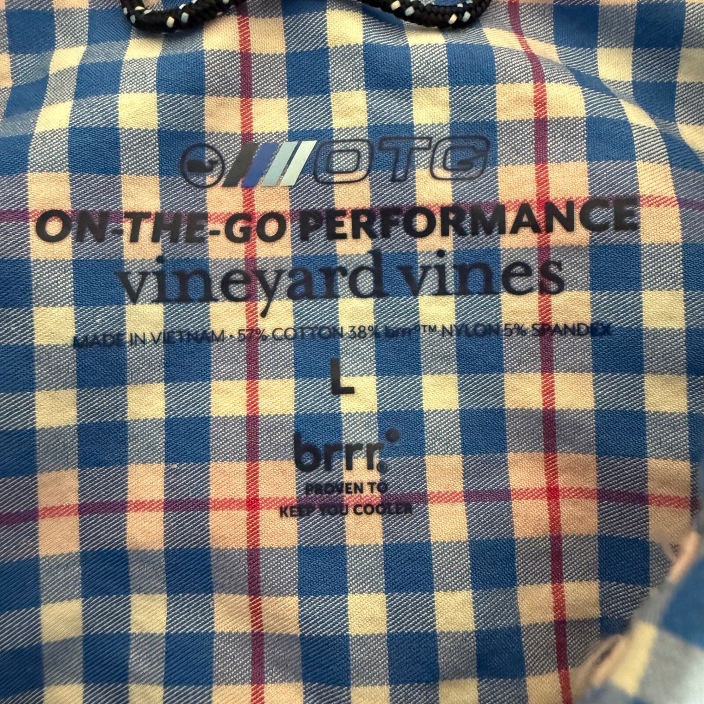 Vineyard Vines On-The-Go Performance Button Down Plaid Shirt Brrr Large Casual