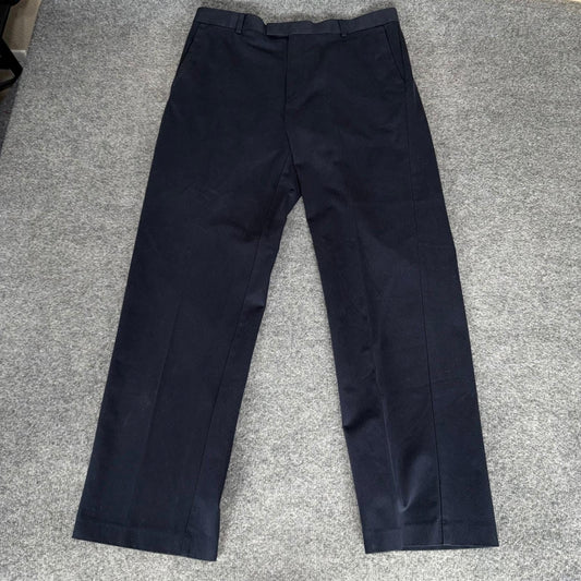 Charles Tyrwhitt Mens Navy Blue Cotton Dress Pants Trousers 36x32 Flat Front