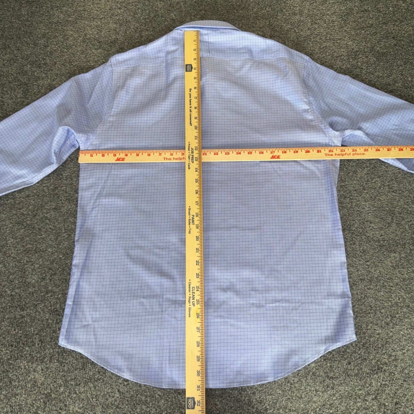 Twillory Men Safe Cotton Non-Iron Dress Shirt Tailored Fit Blue Check 16.5 32/33