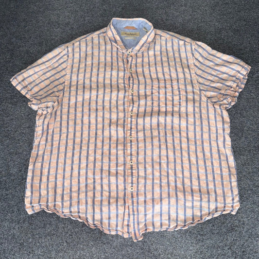 Tommy Bahama Mens XXL Island Modern Fit Linen Blend Plaid Short Sleeve Shirt