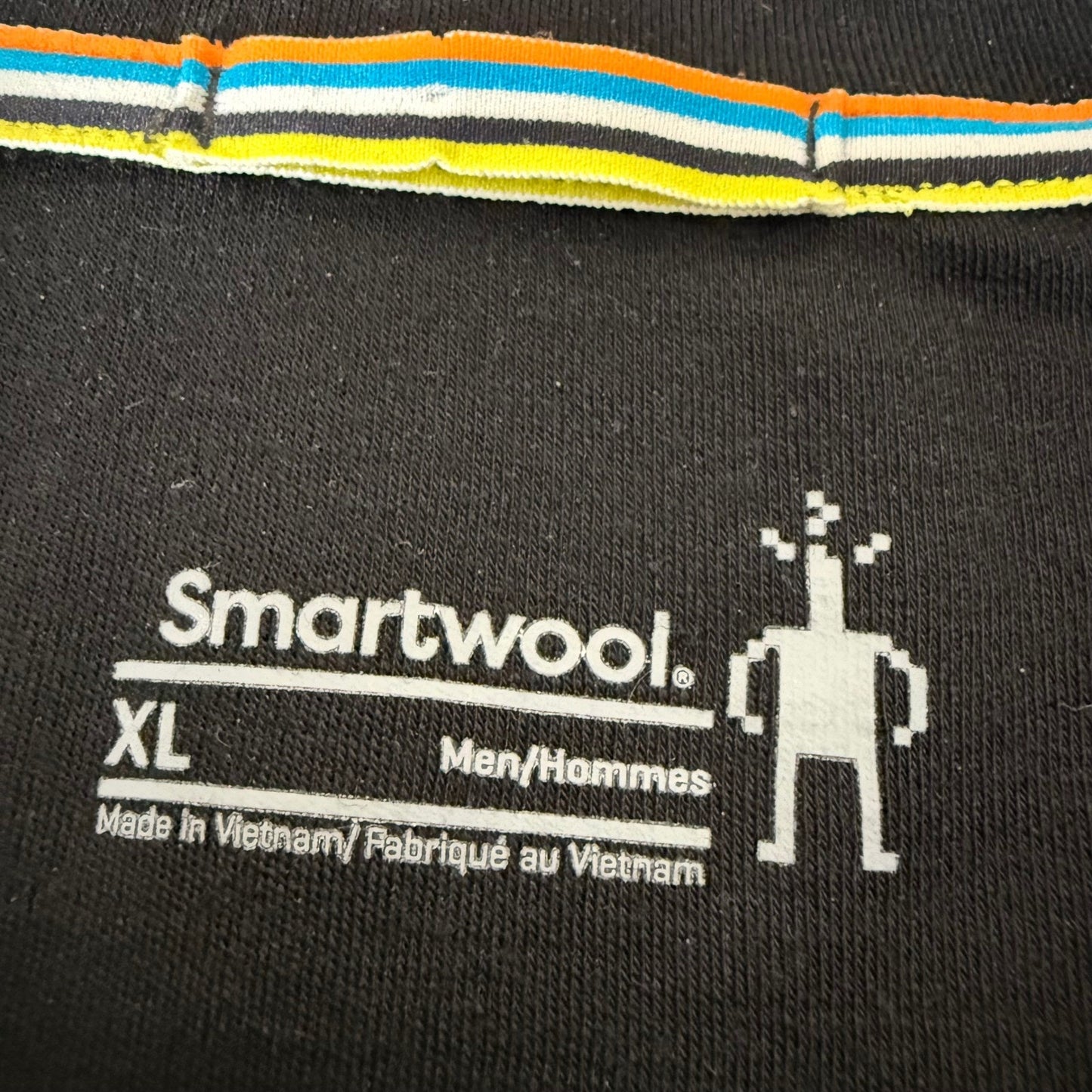 Smartwool Mens XL Black 100% Merino Wool Quarter Zip Base Layer Pullover Top
