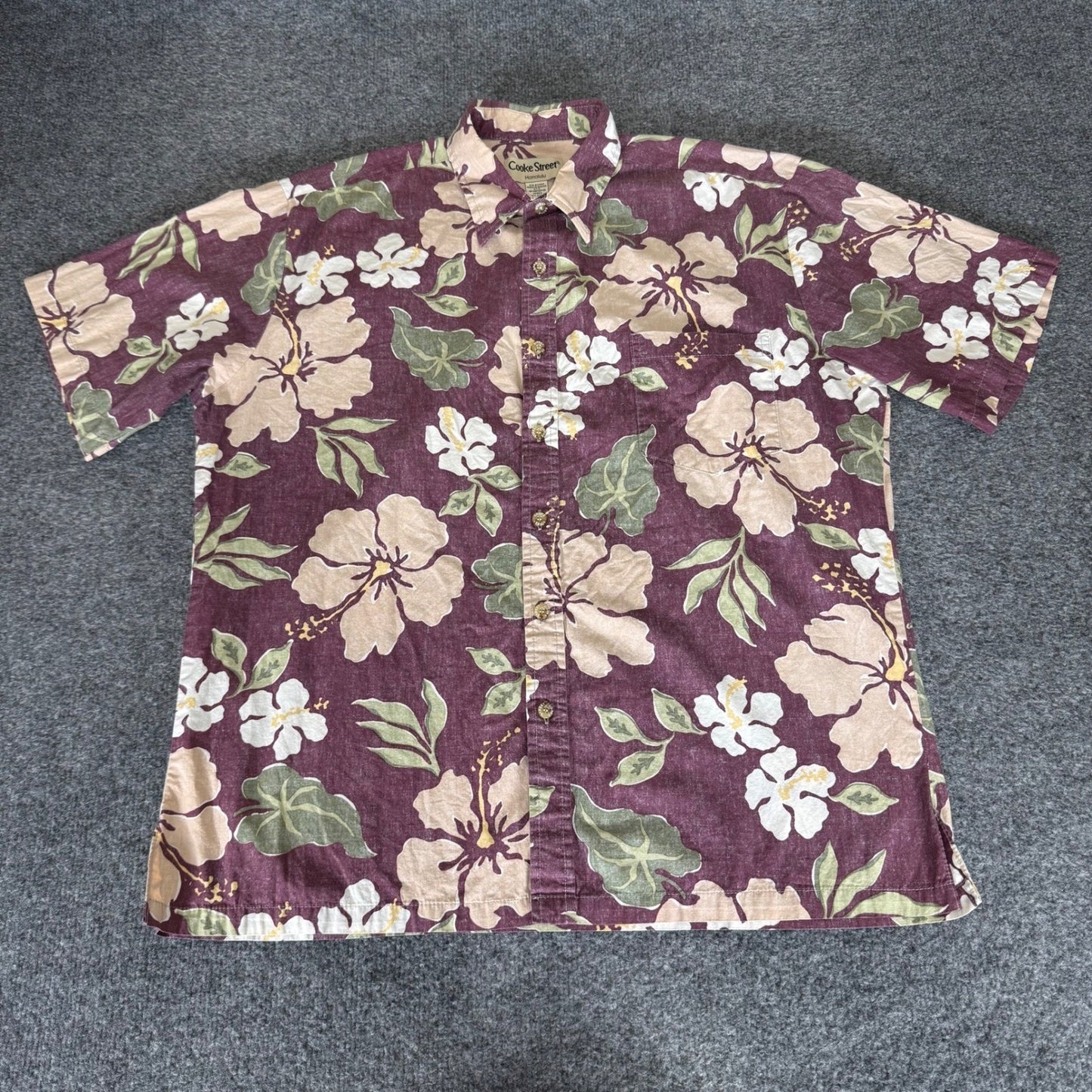 Cooke Street Hawaiian Shirt Mens L Floral Aloha Reverse Print Button Up Vacation