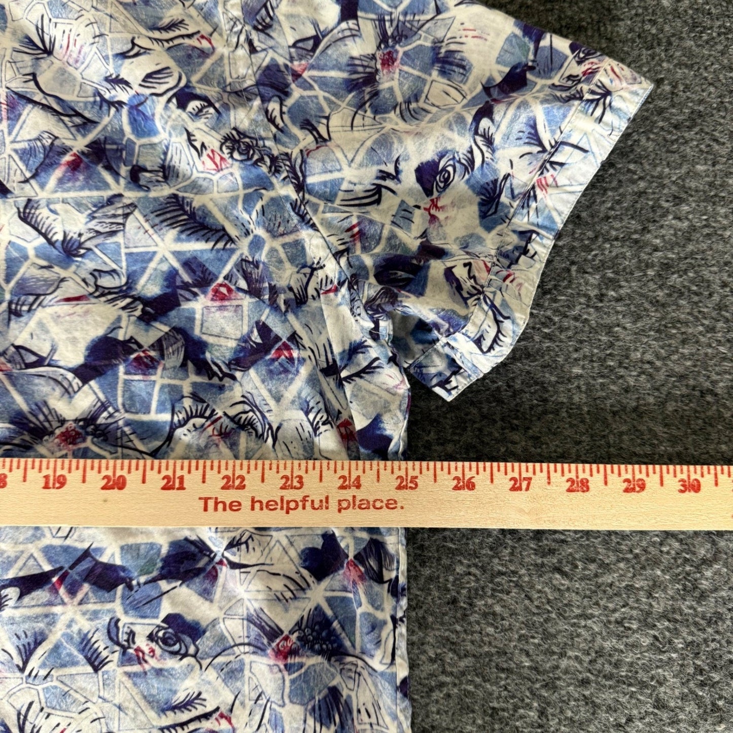 Robert Graham Men 2XL Blue Geometric Short Sleeve Classic Button Up Shirt Casual