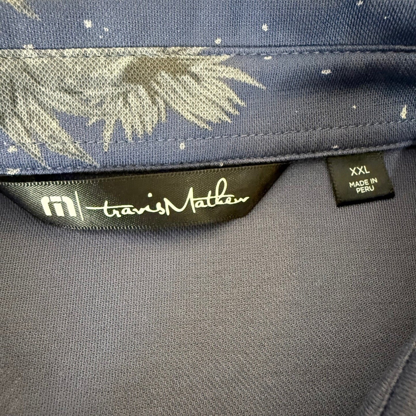 Travis Mathew Floral Golf Polo Shirt Pima Cotton Men 2XL Blue Casual Performance