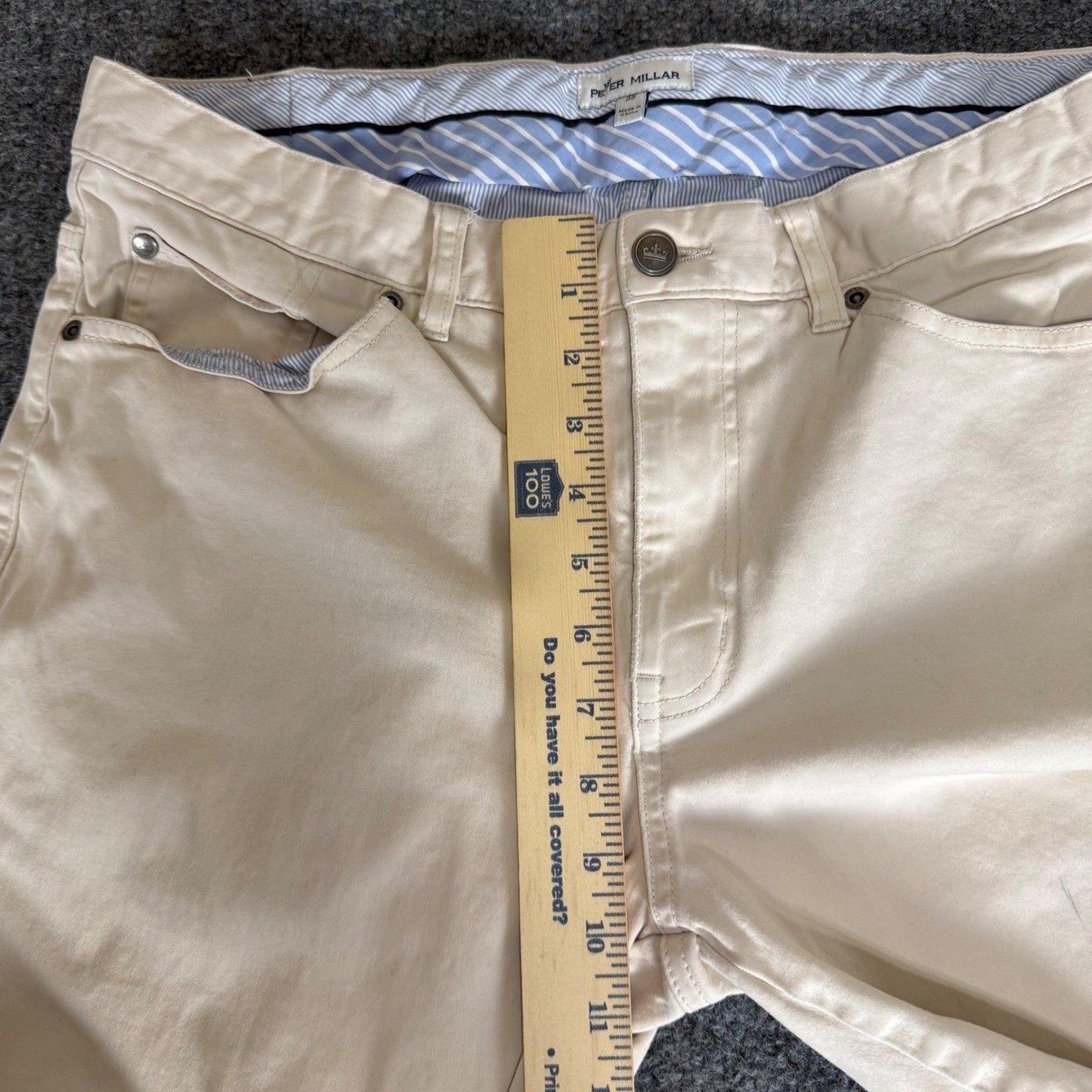 Peter Millar Ultimate Sateen 5-Pocket Pant Mens 35x29 Beige Chino Stretch Casual