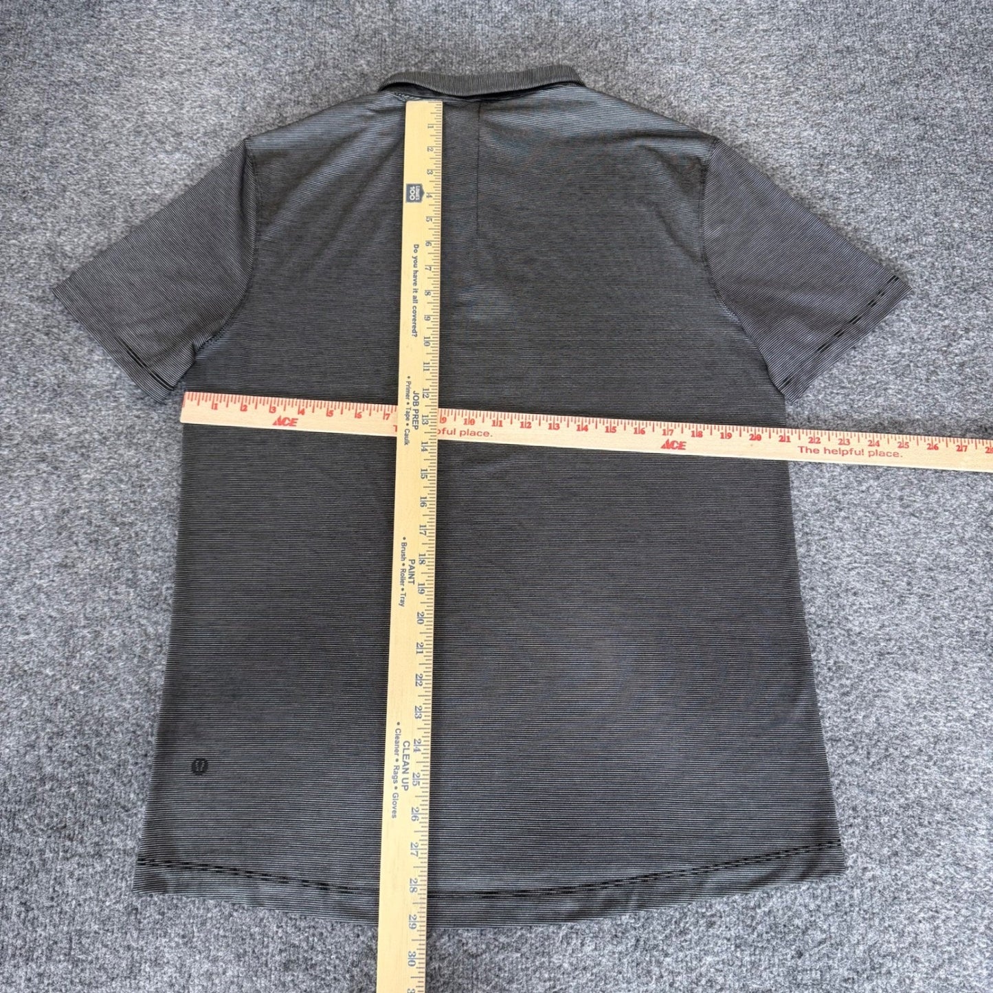 Lululemon Polo Shirt Mens Large Gray Striped Short Sleeve Golf Stretch Casual