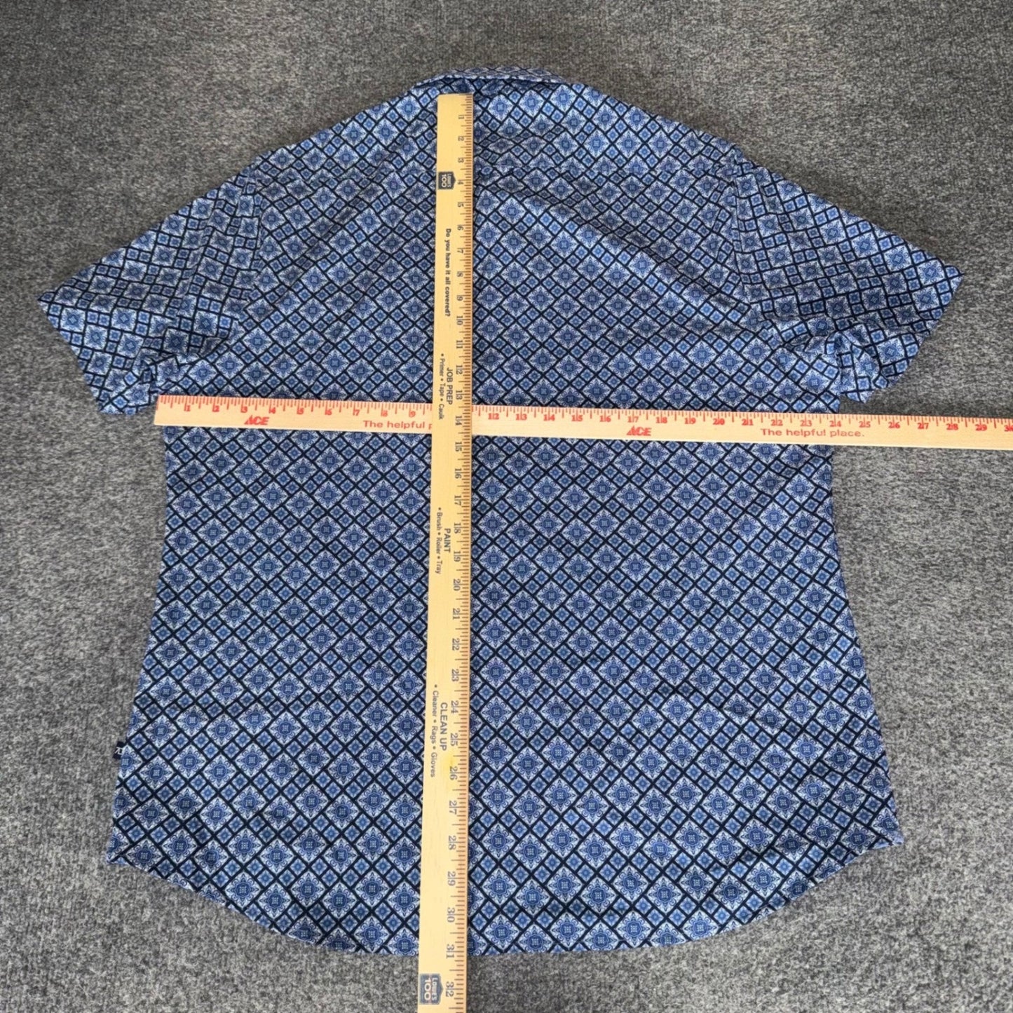 7Diamonds Mens XL Blue Geometric 4 Way Stretch Button Shirt Casual Short Sleeve