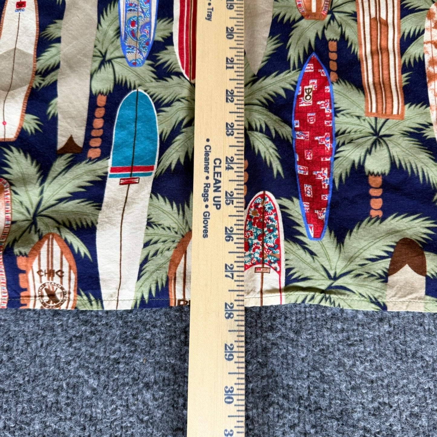 Reyn Spooner Hawaiian Shirt Mens Large Rayon Surfboard Palm Tree Aloha Beach