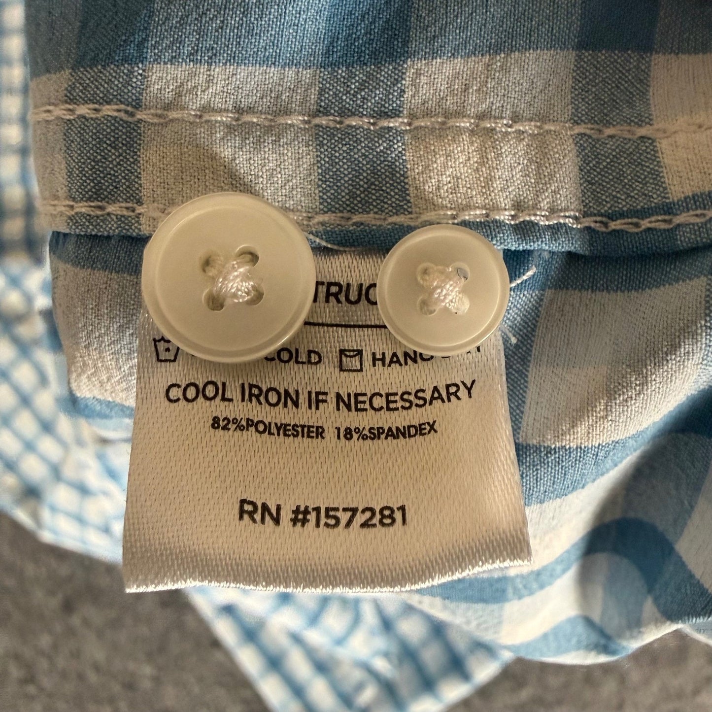 Mizzen+Main Shirt Mens Large Blue White Gingham Trim Fit Stretch Performance