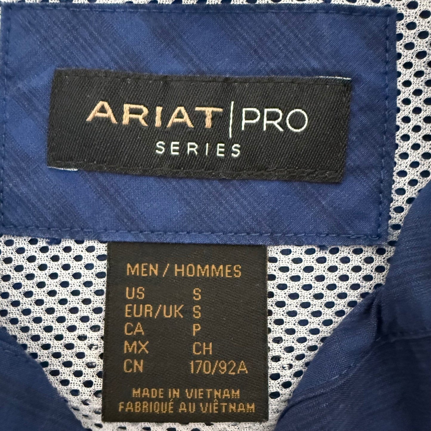 Ariat Pro Series Shirt Blue Plaid Button Down Long Sleeve Cowboy Rodeo Men Small