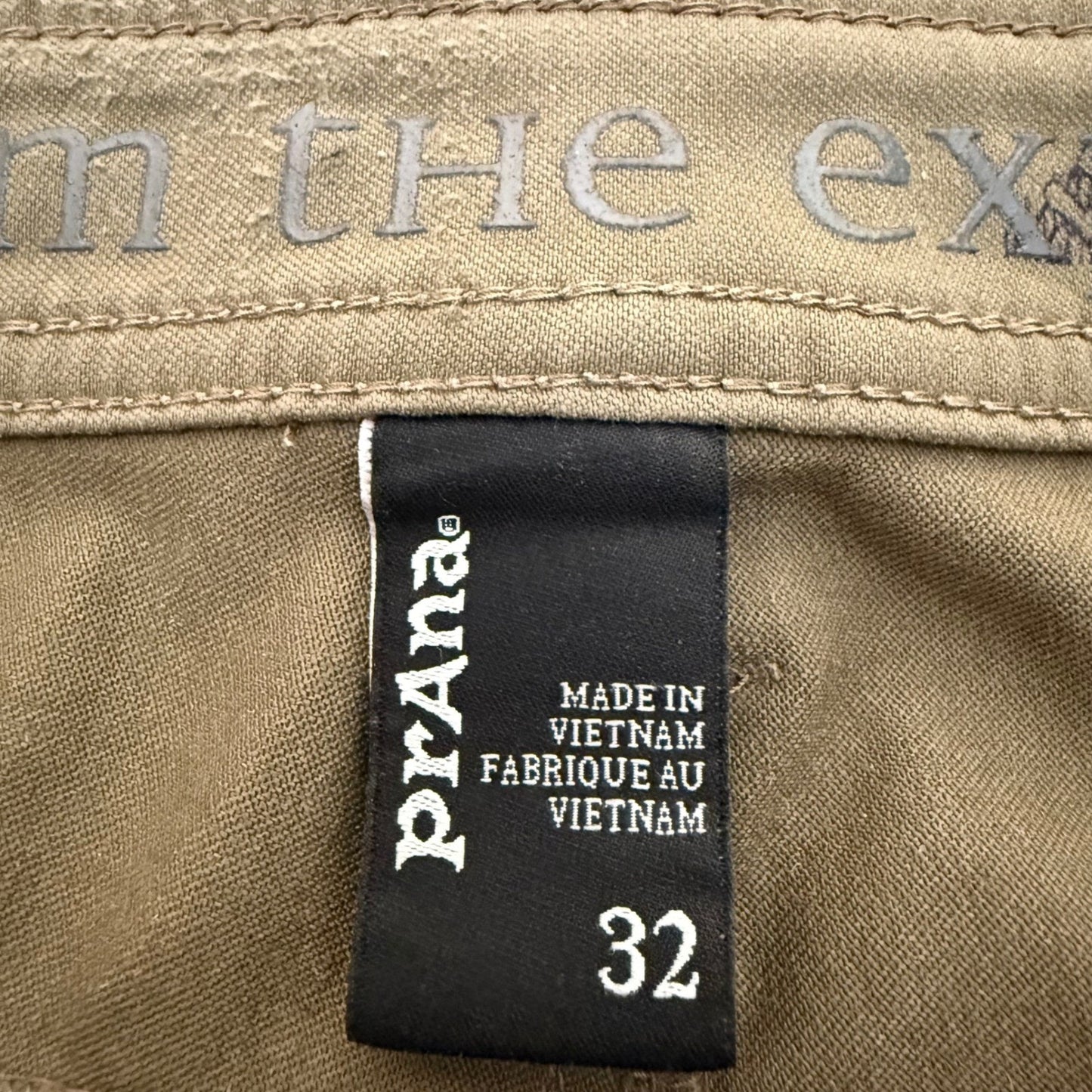 prAna Brion Shorts Mens 32 Olive Green Geometric Hiking Outdoor Casual Stretch