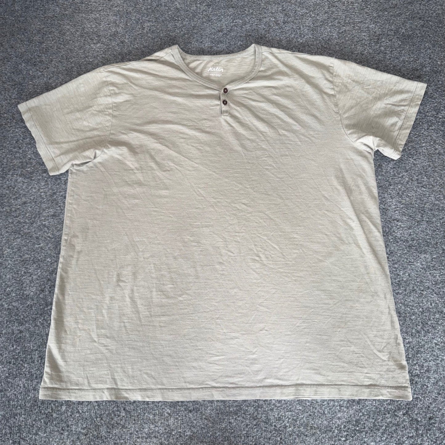 Katin Mens 2XL Henley Shirt Short Sleeve Cotton Slub Knit Casual Surf XXL Beach