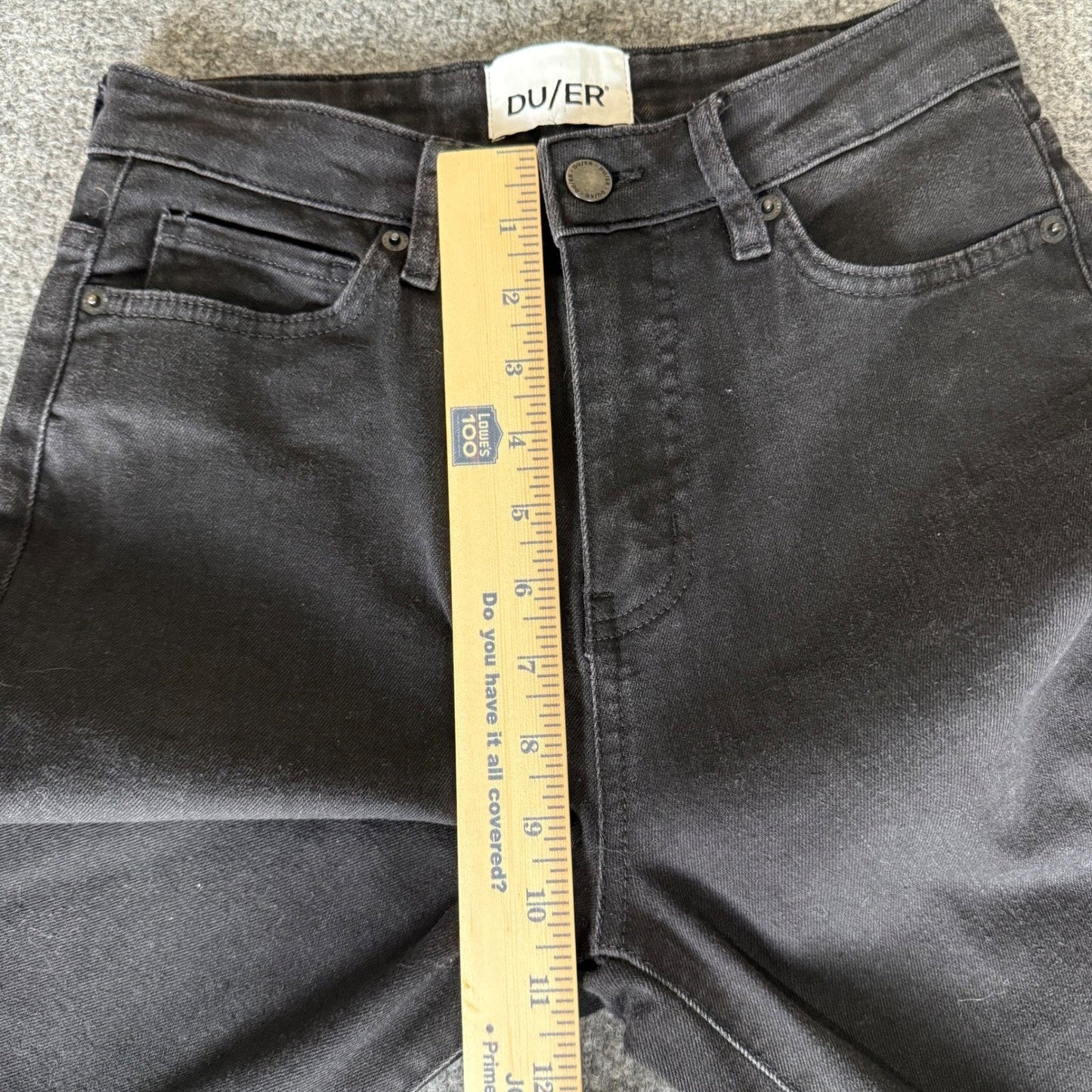 DU/ER Jeans Womens 26x28 Duer Black High Rise Slim Fit Stretch Denim Pant Casual