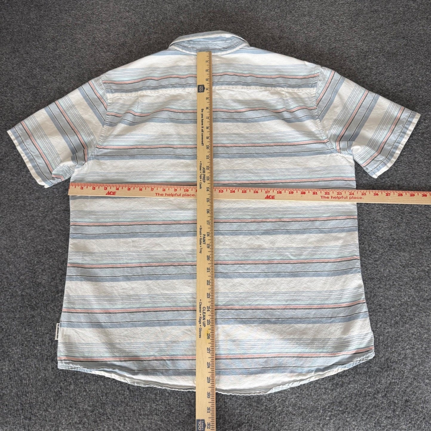 Quiksilver Shirt Mens XL Striped Short Sleeve Button Up Cotton Beach Surf Casual