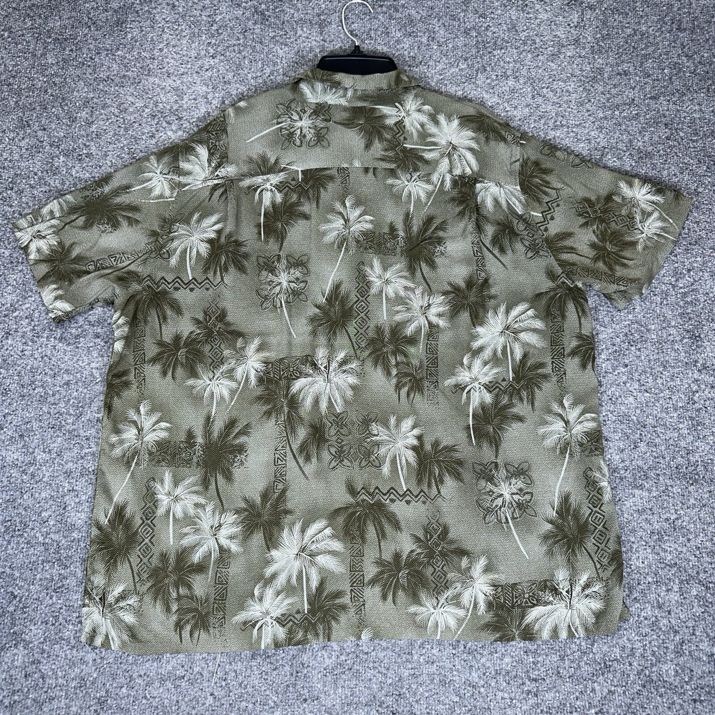 Batck Bay Hawaiian Shirt Mens 2XB Green Rayon Palm Tree Short Sleeve Button Up