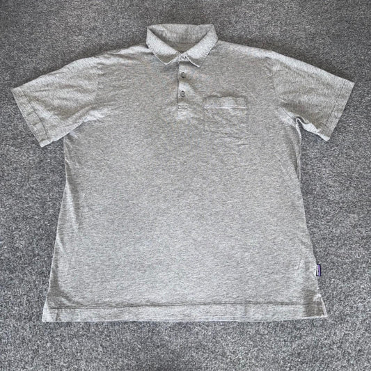 Patagonia Squeaky Clean Polo Shirt Mens Large Gray Organic Cotton Short Sleeve