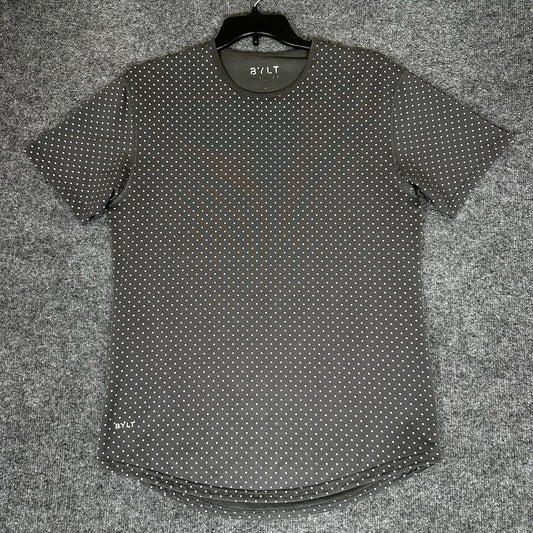 Bylt Drop Cut Lux Shirt Mens Large Grey Slate Polka Dot Short Sleeve Performance